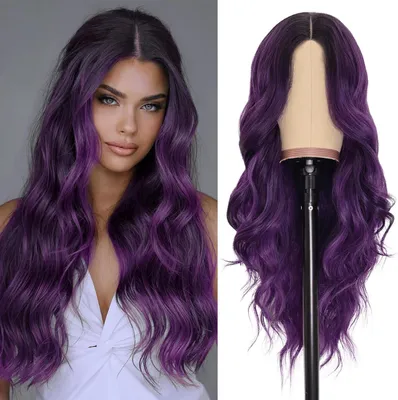 Imagen del producto de Peluca de pelo largo y ondulado, resistente al calor, hecha de fibra sintética, ideal para cosplay