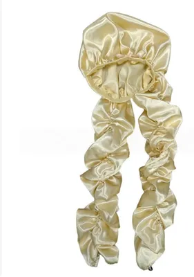 Image de INF Bonnet de Nuit Satin pour Boucles - Anti-dérapant, Préserve les Boucles et Réduit les Frisottis, Toucher Doux, Taille 52cmx49cm Beige