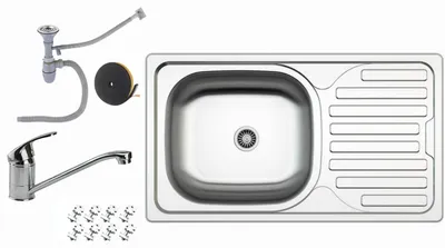 Produktbild von Faizee Home | Smart Armatur Hochwertig beidseitig Montierbar Küchenspüle Einbauedelstahlspüle Edelstahl Spülbecken inkl. Siphon-Set, Maße:76 x 44 cm