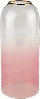 Produktbild von Vase Aura, klar/rosa m. Goldrand, Glas, 10x23,5 cm