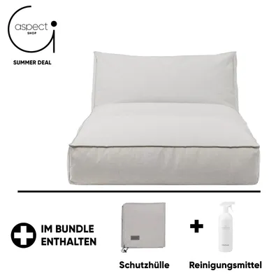 Immagine prodotto di Divano prendisole da esterno Blomus STAY, completo di copertina protettiva gratuita e detergente. Modello Cloud, dimensioni 120 x 190 cm