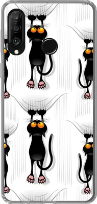 Produktbild von MuchoWow® Handyhülle Schutzhülle Hülle für Telefoonhoesje Huawei P30 Lite Muster - Katze - Schwarz - Jungen - Mädchen - Kinder - Kinder Silikon Softcase Handy Hülle - Handyhülle