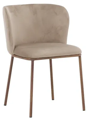 Image de Edina chaise de salle à manger velours beige, naturel.