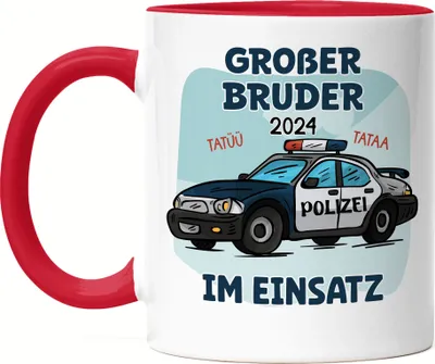 Produktbild von Großer Bruder Im Einsatz 2024 Tasse Rot Polizist Geschwister Liebe Retter Polizist Familie Liebe Tatü Tata