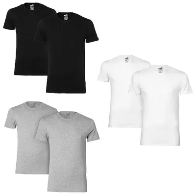 Produktbild von 2 er Pack Puma Basic Crew T-Shirt Men Herren Unterhemd Rundhals , Farbe:300 - white, Bekleidungsgröße:S