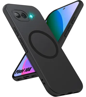 Image de Coque pour Google Pixel 10a, Silicone Liquide Anti-Rayures avec Cercle Magnétique - Noir
