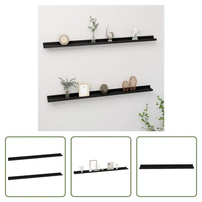 Produktbild von The Living Store Wandregale 2 Stk. Schwarz 115x9x3 cm