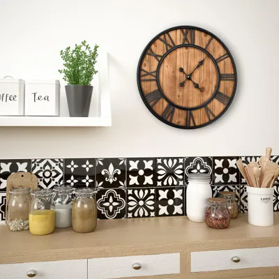 Immagine prodotto di vidaXL Orologio da parete vintage con movimento al quarzo in legno e metallo 60 cm XXL