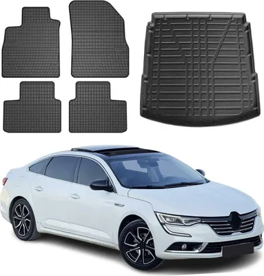 Immagine prodotto di Set di tappetini e rivestimenti del bagagliaio per Renault Talisman 2015-2025 in gomma nera 5x