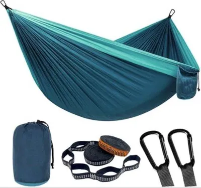 Produktbild von Famanu Hängematte Super Leichtgewicht - Tragbare Nylon Hängematte mit Baumgurten - Einzel- oder Doppelhängematte für Camping