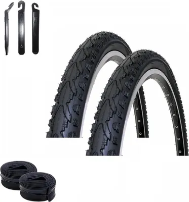 Image de 2 x Kenda K-935 18 "Pneus vélo Manteau vélo noir 47-355 (18 x 1.75) + 2 chambres à air correspondantes AV y compris démonte-pneus