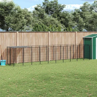 Produktbild von vidaXL Hundezwinger Schwarz 6,05 m² Stahl