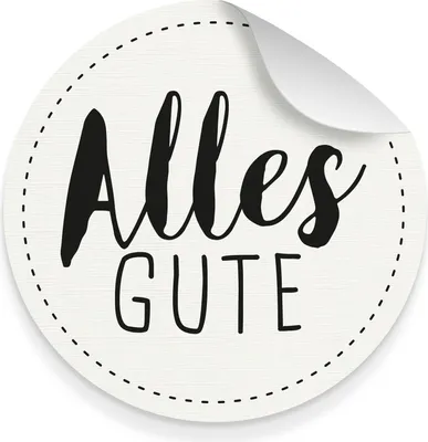 Produktbild von itenga 10x Aufkleber Sticker "Alles Gute" weiß schwarz 9,5 cm Durchmesser