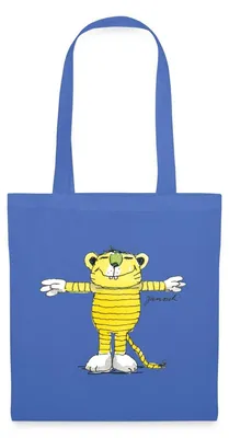 Produktbild von Spreadshirt Janosch Tiger Pose Stoffbeutel, One size, Hellblau