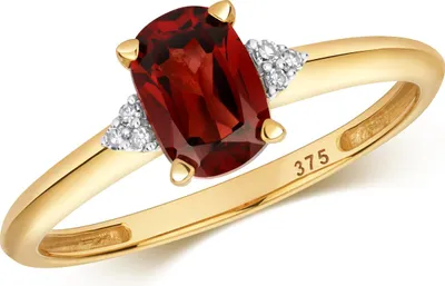 Image de Bague Femme Or 375/1000 et Diamant Brillant HI - I1 avec Grenat, 51 (16.2); TRS29680RSL