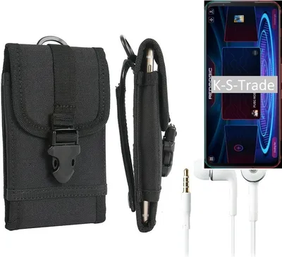 Produktbild von K-S-Trade Holster Schutz Hülle kompatibel mit Nubia RedMagic 5G Gürteltasche Handy Hülle Tasche outdoor Seitentasche schwarz 1x + Kopfhörer