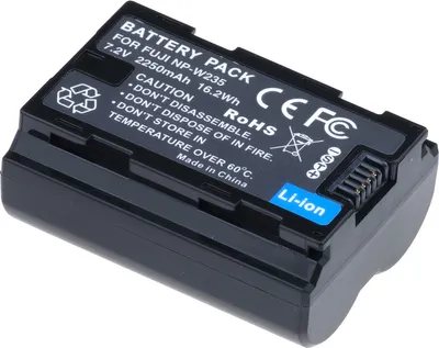 Image de Batterie T6 Power pour appareil photo numérique Fuji, numéro de pièce NP-W235, Li-Ion, 7,2 V, 2250 mAh (16,2 Wh), noir