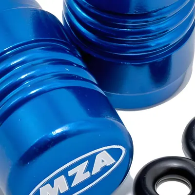 Produktbild von 2x Ventilkappen - Alu blau eloxiert - MZA-Design - Kappe, inkl. O-Ringe