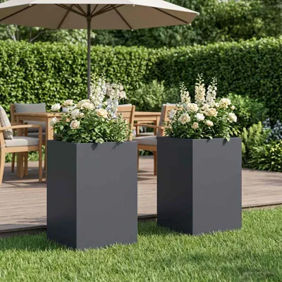 Immagine prodotto di Maison Exclusive - Vasi da giardino, set di 2 pezzi, colore antracite, dimensioni 40 x 40 x 50 cm