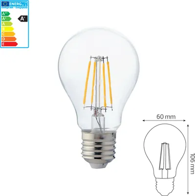 Produktbild von E27 LED Filament Leuchtmittel Birne Standart Form 6 Watt Kaltweiß 1 Stück