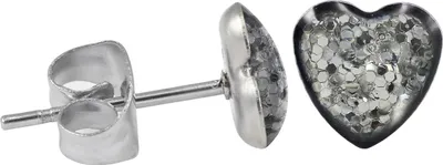Produktbild von Ohrstecker Chirurgenstahl glitzerndes Herz Farbe - Transparent
