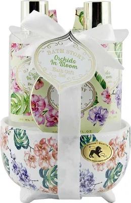 Produktbild von RAPHAEL ROSALEE COSMETICS Bade- und Pflegeset Flowers No. 181 (4-teilig) mit Orchidee – Bade-Geschenkset mit Peeling, Schaumbad uvm.