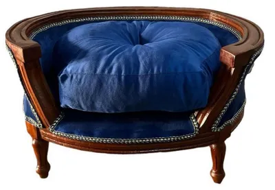 Image de Casa Padrino Lit Baroque pour Chien & Chat avec Coussin Bleu Royal / Marron - Canapé de style baroque fait main pour chiens et chats - Meubles Baroques pour Chiens & Chats - Meubles Baroques pour Animaux
