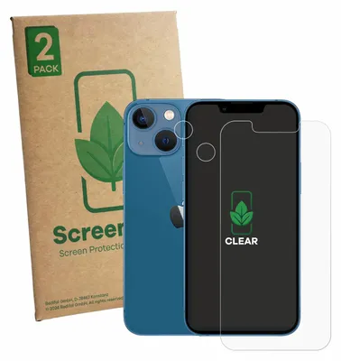 Produktbild von 2x ScreenLeaf Schutzfolie für Apple iPhone 13 mini (Display+Kamera) Displayschutz Display Schutz Folie Klar Transparent