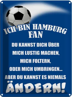 Produktbild von vianmo Blechschild 40x30 cm ich bin Hamburg Fan Fussball Sport Hobby