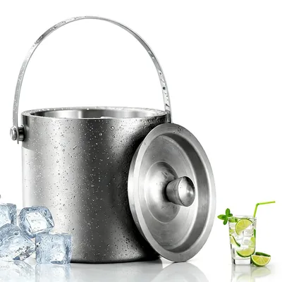 Eiskübel 1,6 L aus Edelstahl, doppelwandig, Getränkekühler