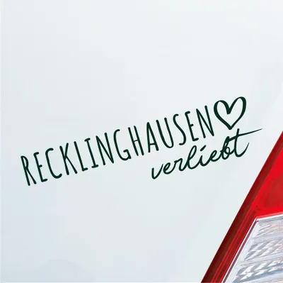Produktbild von Auto Aufkleber Recklinghausen verliebt Herz Stadt Heimat Liebe Car 19x5 cm Dunkelgrün Sticker Heckscheibenaufkleber