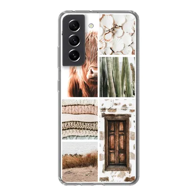 Produktbild von MuchoWow® Handyhülle Schutzhülle Hülle für Samsung Galaxy S21 FE Schottischer Highlander - Collage - Kaktus Silikon Softcase Handy Hülle - Mobiltelefonhülle