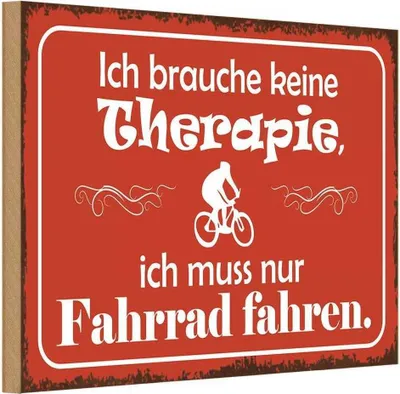 Produktbild von vianmo Holzschild 20x30 cm keine Therapie muss nur Fahrrad Spruch Zitat