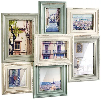 Produktbild von Kobolo Bilderrahmen-Collage - Holz - VINTAGE Pastell - 7 Bilder - 54x49 cm