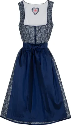 Produktbild von Elsa 2-teiliges Midi-Dirndl Kleid Dirndl Trachtenkleid Rocklänge 70cm, Farbe:Blau, Größe:40/L