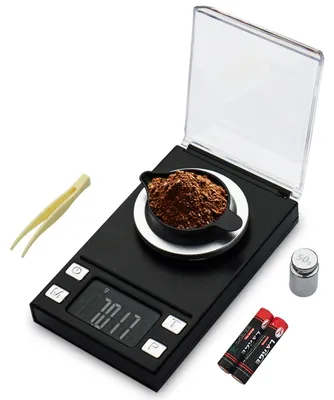 Produktbild von Milligrammwaage Taschenwaage Feinwaage - 0,001 g - 50 g - Mit Kalibriergewicht - Mit Pinzette