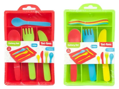 Immagine prodotto di Toi-toys Home Set di posate con vassoio, 16 pezzi.