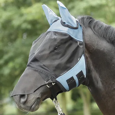 Produktbild von BUSSE Fliegenmaske Fly Cover Pro Fliegenschutz Hellblau/Schwarz VB