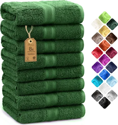 Produktbild von Frottier Handtücher 8er Pack 50x100cm, 100% Baumwolle, Dunkel grün