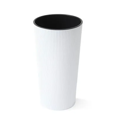 Obrázek produktu pro Květináč LAMELA Květináč LILIA JUMPER - pruhovaný, průměr 19cm, výška 36,4cm, bílý