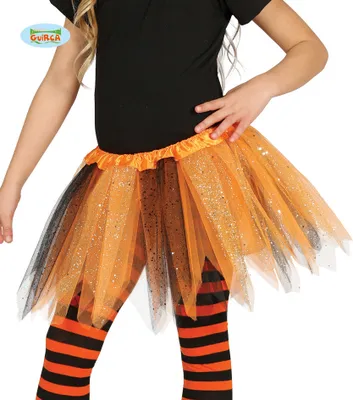Produktbild von Tutu mit Glitter für Mädchen schwarz-orange - Einheitsgröße