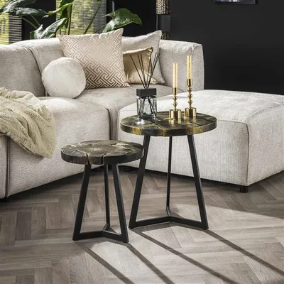 Produktbild von Hoyz Collection – Couchtisch 2er-Set – Schwarz/Gold