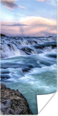 Produktbild von MuchoWow® Poster Hellblaue Farbe des Wassers am Gullfoss-Wasserfall 20x40 cm - Plakat - Foto