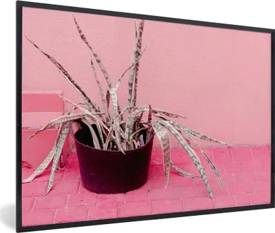 Produktbild von MuchoWow® Gerahmtes Poster Sommer - Rosa - Pflanzen 90x60 cm - Poster mit Schwarzem Bilderrahmen Wandposter Rahmen Foto Bilder - Fotorahmen - Foto-Plakat