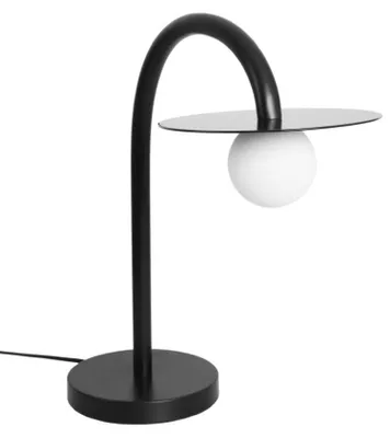 Productafbeelding van LED-tafellamp, rond, model ENIGMA, zwart-wit, 2W, warm licht, 176lm, metaal, afmetingen: 45x39x20cm, IP20, merk: Maxlight