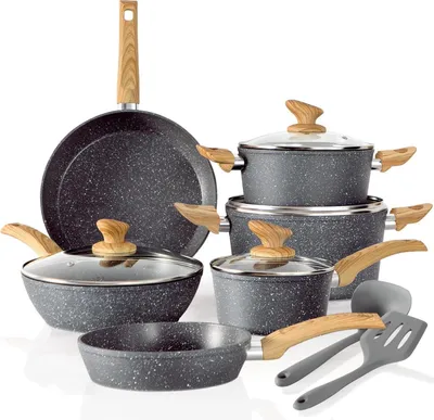 Image de Kitchen Academy Set de 12 poêles et casseroles, batterie de cuisine à induction anti-adhésive