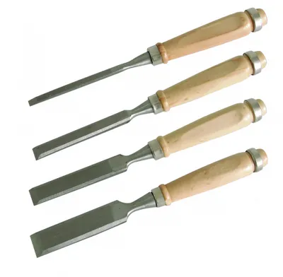 Obrázek produktu pro Dláta na dřevo, sada. 4 ks, dřevěné rukojeti 6,12,18,24 mm