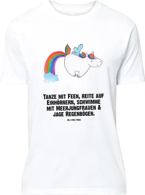 Produktbild von Mr. & Mrs. Panda Größe XXL T-Shirt Einhorn Fliegendes Pferd - Weiß - Geschenk, Erwachsenwerden, Oversize Shirt, Spielen, Weites, Glitzer, Regenbogen, Unicorn, Tshirt