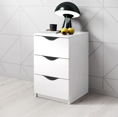 Produktbild von Nachtkommode >Luki< in Weiß - 40x64x42cm (BxHxT)