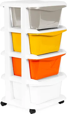 Image de Commode à 4 tiroirs coulissants avec pieds à roulettes ModernHome